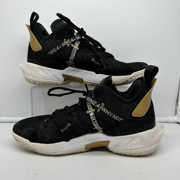 Nike Air Jordan Shoes Youth 6.5 Why Not Zer0.4 Black Gold CQ9430-001 Sneakers - Picture 2 of 10